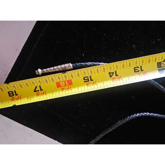 Vintage Bolo tie gold Jet flakes silver ends black leather braid - Picture 6 of 6